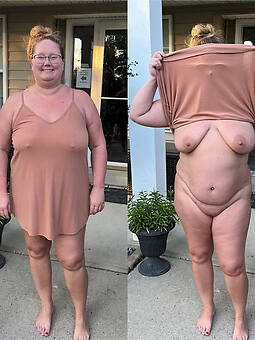 beautiful old woman dressing undressing public nude